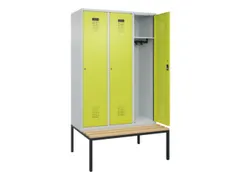 locker met bank,HxBxD 2120x1200x815mm,3vak,vak B 400mm,cilinderslot