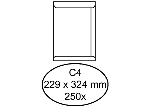 Envelop Hermes Akte C4 229x324mm Wit Gegomd doos à 250 stuks