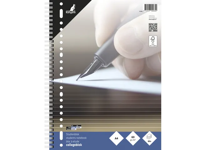 Collegeblok Kangaro A4 23-gaats 60 grams 80 blad gelinieerd