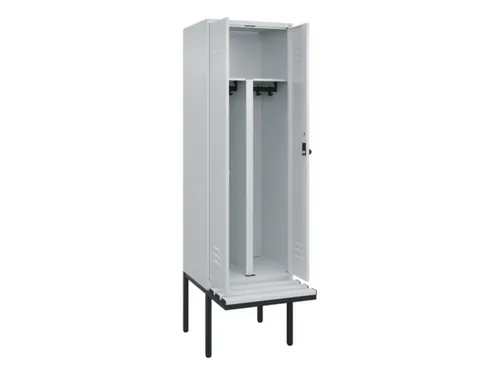 PBM-locker met bank,HxBxD 2120x600x815mm,2vak,vak B 300mm,draaigrendel
