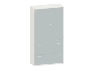 Kantoorkast 1920x1000x430mm Decor Romp Wit Decor Front Lichtgrijs - 1