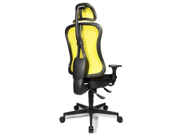 Siège Bureau Pivotant Assise Noir Dossier Maille Jaune