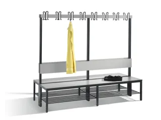 omkleedbank,HxLxD 1710x2000x760mm,HPL zilvergrijs,frame staal RAL7021 - 1