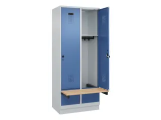 locker met bank,HxBxD 1950x800x815mm,2vak,vak B 400mm,draaigrendel - 1
