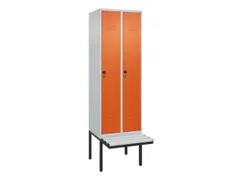 locker met bank,HxBxD 2120x600x815mm,2vak,vak B 300mm,draaigrendel
