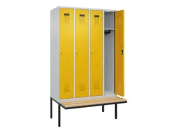 locker met bank,HxBxD 2120x1200x815mm,4vak,vak B 300mm,cilinderslot