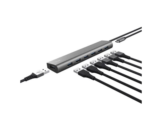 Hub Trust HALYX 7-port USB-A 3.2 zilver