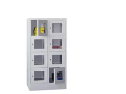 lockerkast,HxBxD 1518x800x500mm,2x4vakken,RAL7035,front RAL7016