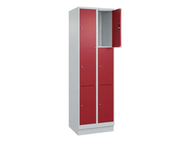 lockerkast,HxBxD 1950x600x500mm,2x3vakken,vak B 300mm,cil.-slot,sokkel