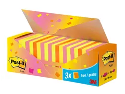 Memoblok 3M Post-it 654 76x76mm neon assorti 21 + 3 gratis
