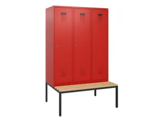 locker met bank,HxBxD 1950x1200x815mm,3vak,vak B 400mm,cilinderslot - 2