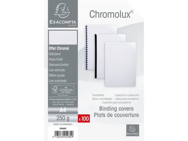 PK100 inbindkaft CHROME 230g A4 wit OMOLUX 250g A4 wit