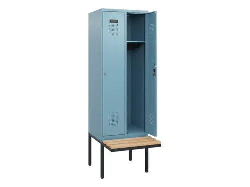 locker met bank,HxBxD 1950x600x815mm,2vak,vak B 300mm,cilinderslot