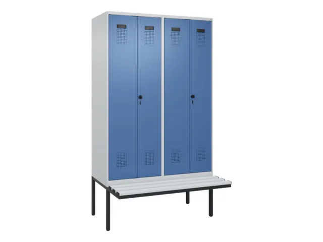locker met bank,voor scheiding van kleding,HxBxD 2120x1200x815mm,4vak
