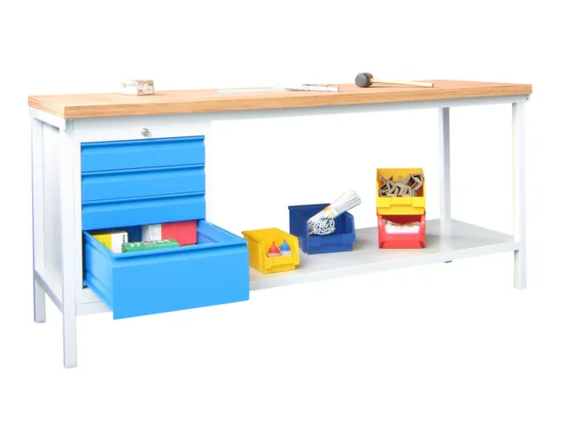 werkbank,HxBxD 900x2000x700mm,onderstel/romp RAL6011,front RAL7035