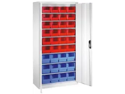 Stellingkast Staalplaat 1980x1000x420mm 8 Legborden 36 Magazijnbakken