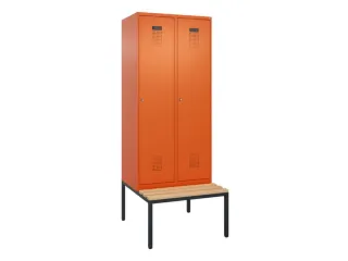 locker met bank,voor scheiding van kleding,HxBxD 2120x800x815mm,2vak - 2