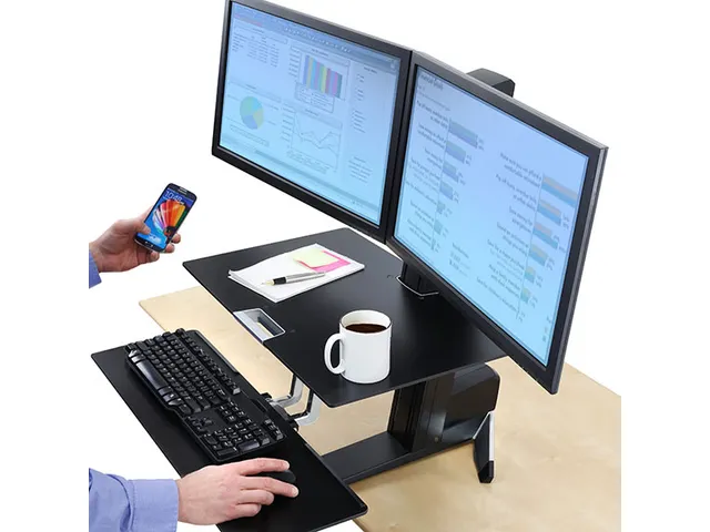 Werkstation Sta Bureau Workfit S Duo Zwart