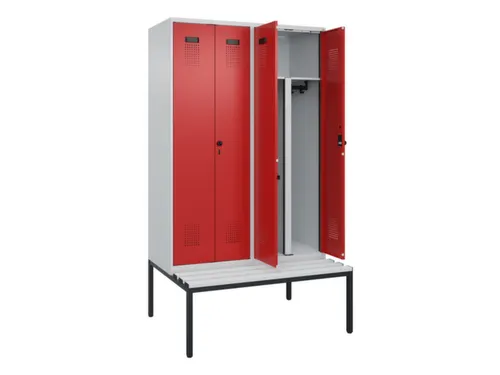PBM-locker met bank,HxBxD 2120x1200x815mm,4vak,vak B 300mm