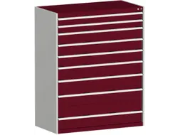 ladekast HxBxD 1600x1300x750mm 9laden RAL7035 front RAL3004