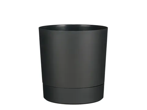Plantenpot Mica Coco met schotel rond antraciet 29.5 x 28 cm