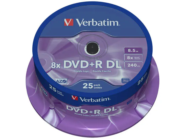 DVD+R Double Layer matzilver 8.5Gb 25 Stuks