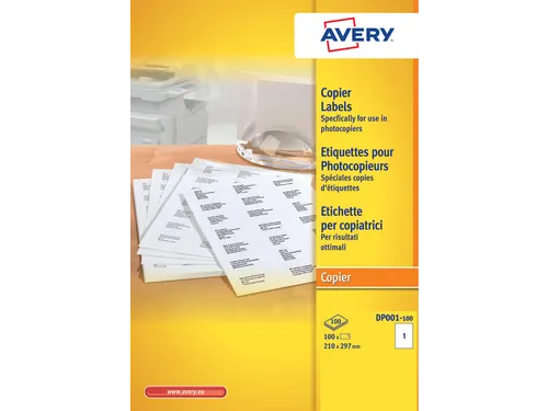 Etiket Avery DP001-100 210x297mm Kopieren wit 100 Stuks
