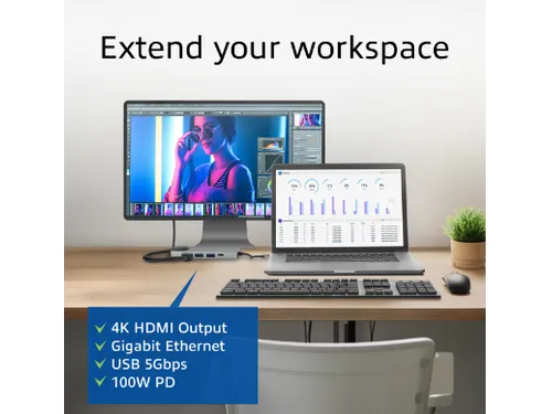 Dockingstation ACT USB-C 4K voor 1 HDMI monitor