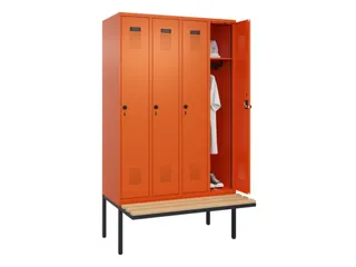 locker met bank,HxBxD 2120x1200x815mm,4vak,vak B 300mm,draaigrendel - 1