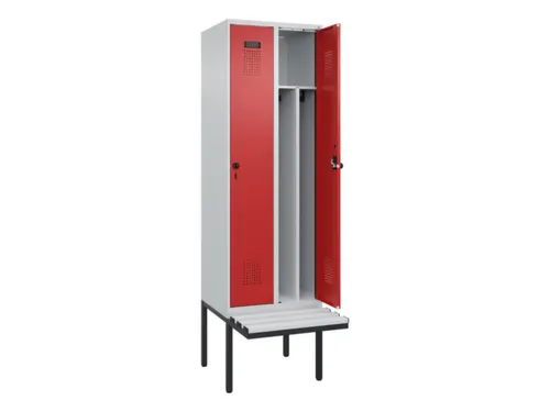 locker met bank,voor scheiding van kleding,HxBxD 2120x600x815mm,2vak