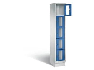 Lockerkast 1800x320x500mm 1x5 vakken Cilinderslot, Sokkel, RAL5010 - 1