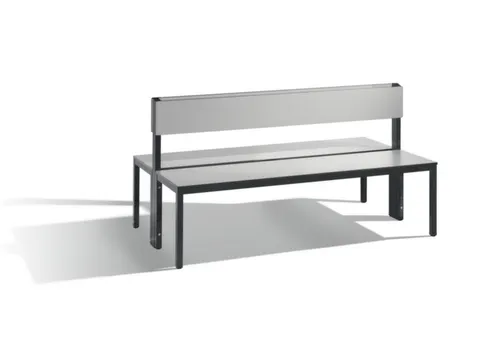omkleedbank,HxLxD 796x1500x760mm,HPL zilvergrijs,frame staal RAL7021