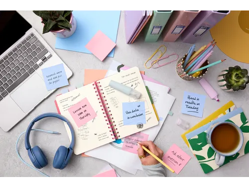 Memoblok Post-it 3M 73x73mm Transparant blauw