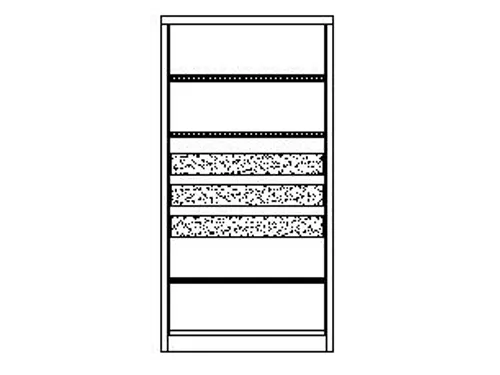 systeemkast,HxBxD 1950x1040x630mm,3xStalen bodem,RAL7035,front RAL3000