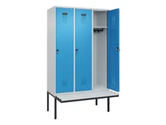 locker met bank,HxBxD 2120x1200x815mm,3vak,vak B 400mm,draaigrendel