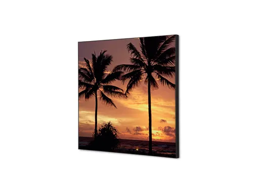Wanddecoratie Textiel Set 40x40cm Palmbomen Zonsondergang