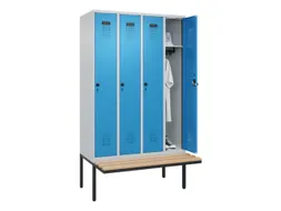 locker met bank,HxBxD 2120x1200x815mm,4vak,vak B 300mm,draaigrendel