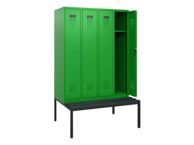 locker met bank,HxBxD 1950x1200x815mm,4vak,vak B 300mm,cilinderslot