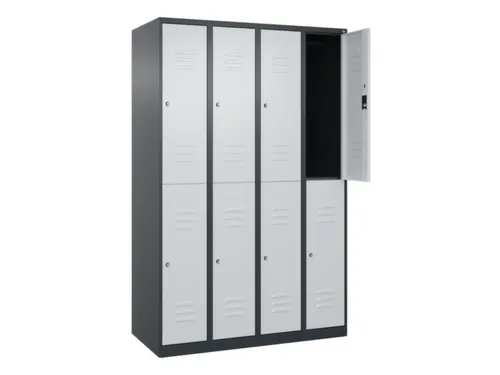 dubbeldekse locker,HxBxD 1850x1200x500mm,4x2vak.,vak B 300mm,cil.-slot