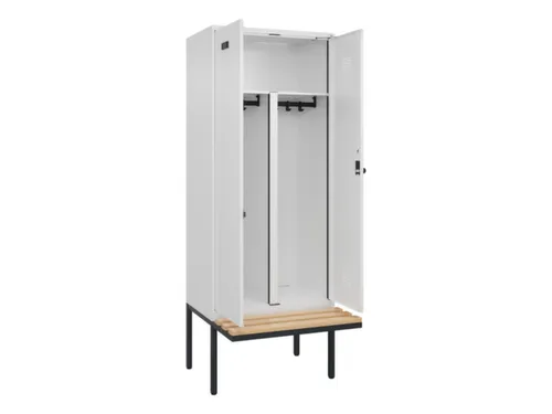 PBM-locker met bank,HxBxD 2120x800x815mm,2vak,vak B 400mm,draaigrendel