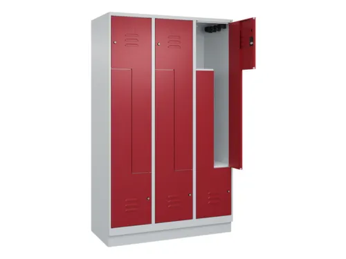 Z-garderobekast,HxBxD 1950x1200x500mm,vak B 200/400mm,cil.-slot,sokkel