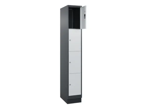 lockerkast,HxBxD 1950x300x500mm,1x4vakken,vak B 300mm,cil.-slot,sokkel