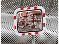 verkeersspiegel HxB 450x600mm spiegel RVS frame kunststof rood/wit