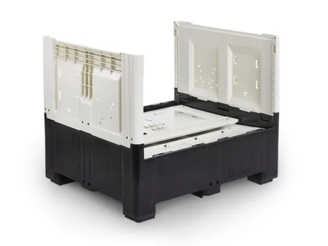 Palletbox,HxLxB 805x1200x800mm,565l,PE,zwart/ivoorkleurig