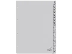 Tabblad ECO Kangaro A4 cijfers 180 grams grijs karton 4-gaats 20-delig