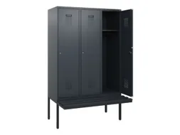 locker met bank,HxBxD 1950x1200x815mm,3vak,vak B 400mm,cilinderslot