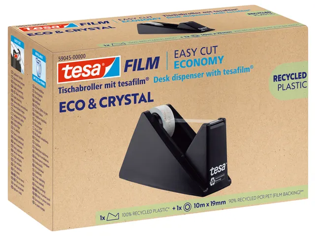 Dévidoir ruban Tesa eco & crystal 59045 noir 1 rouleau 19mmx10m
