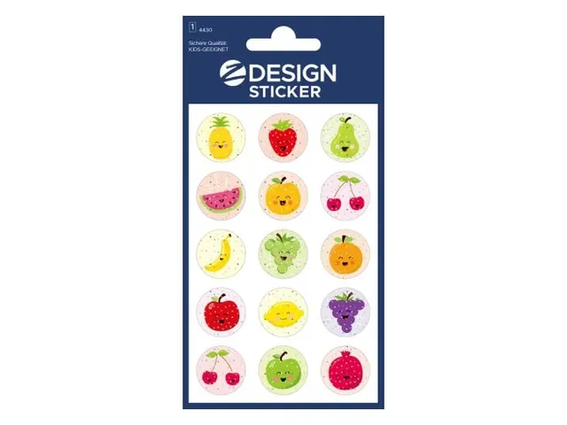 Glitteretiket Z-design Fruit smileys, pakje à 1 vel