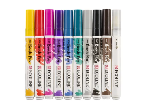 Brushpen Talens Ecoline Handlettering blister à 10 stuks assorti