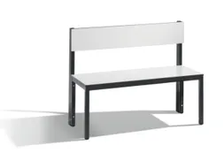 omkleedbank,HxLxD 796x1000x407mm,HPL wit,frame staal RAL7021,leuning